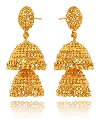 One Gram Gold Two-Layer Jhumki Earrings – Traditional Ethnic Design