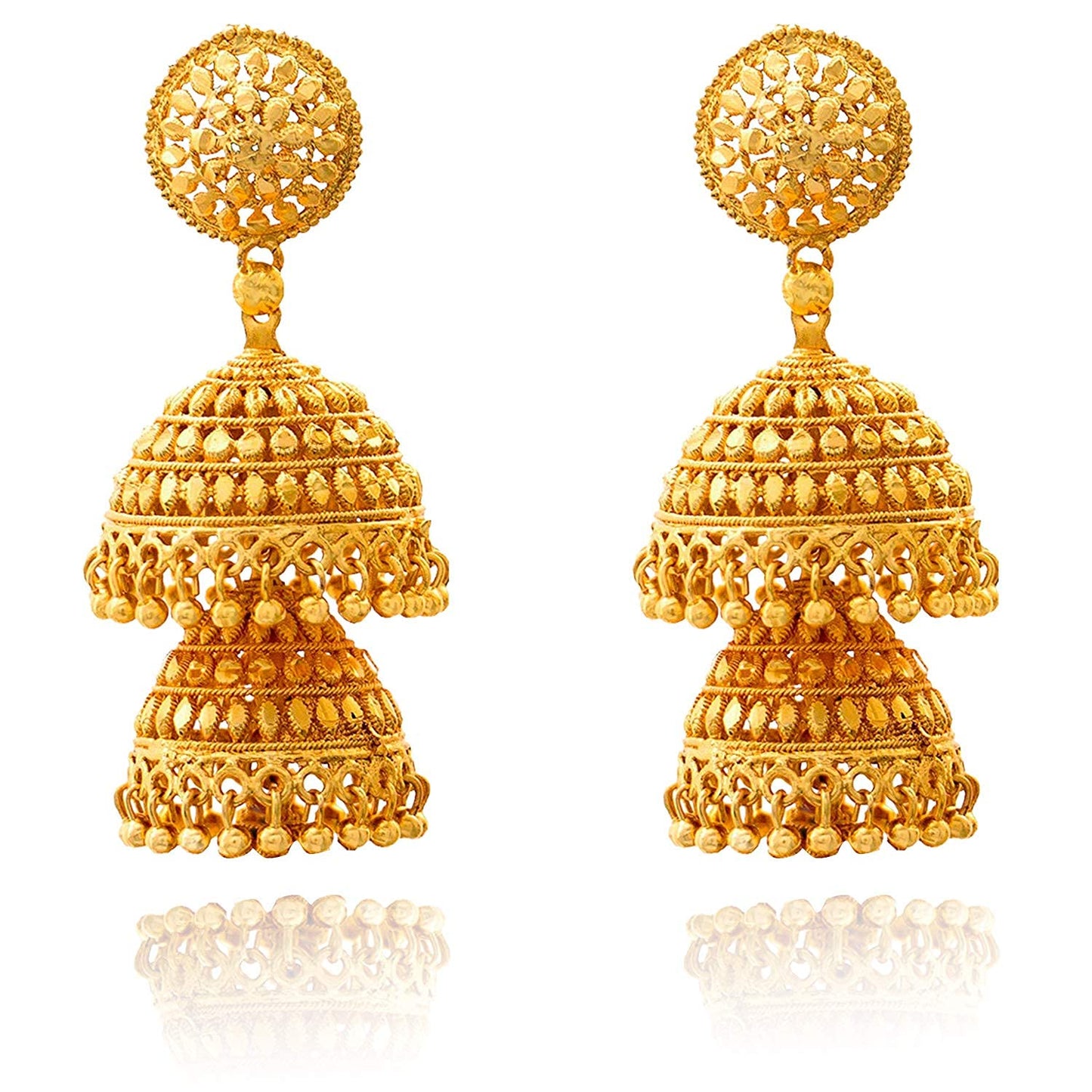 One Gram Gold Two-Layer Jhumki Earrings – Traditional Ethnic Design