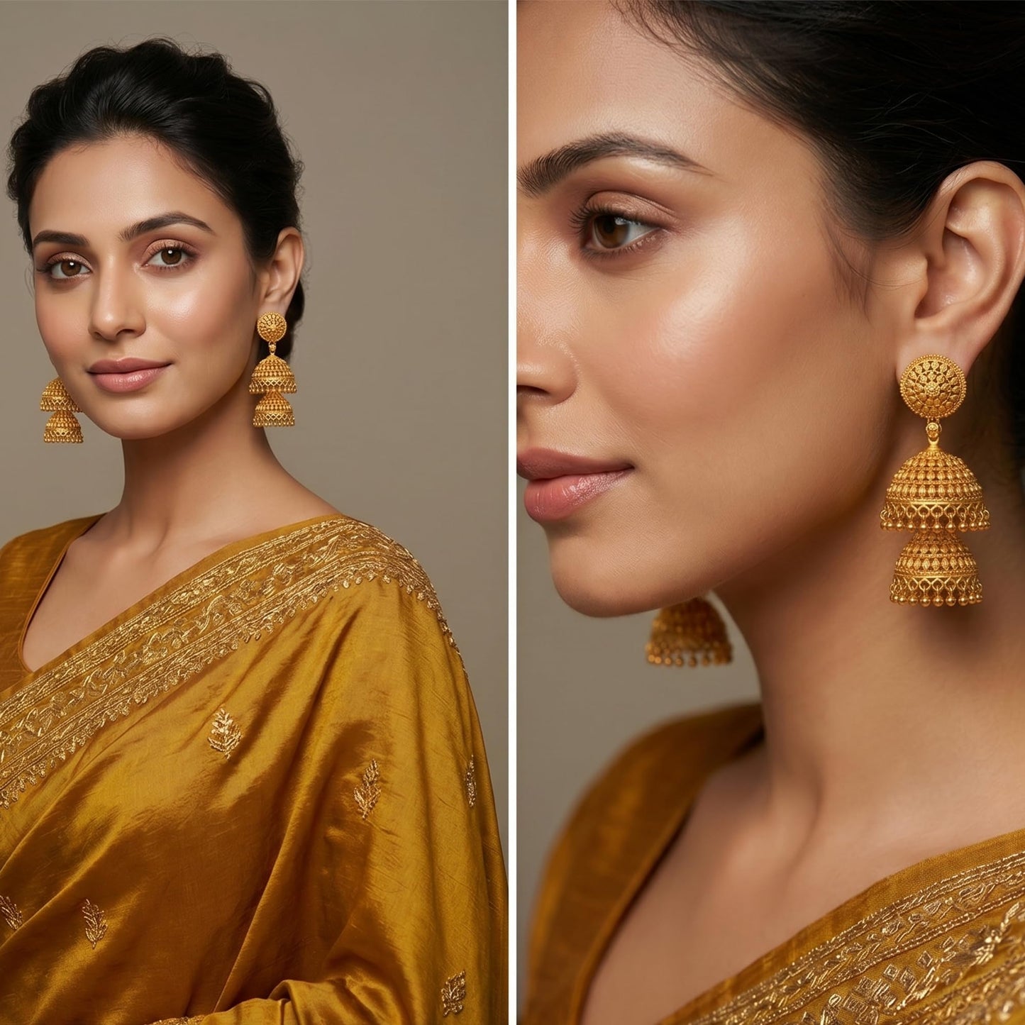 One Gram Gold Two-Layer Jhumki Earrings – Traditional Ethnic Design