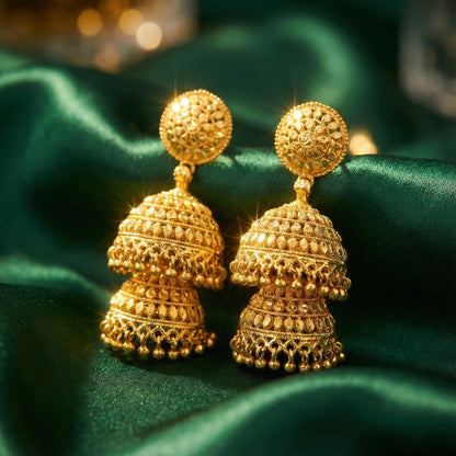 One Gram Gold Two-Layer Jhumki Earrings – Traditional Ethnic Design