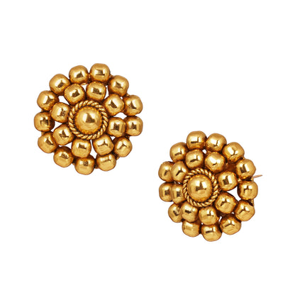 Elegant Golden Beaded Stud Earrings – Minimalist Design for Daily Wear