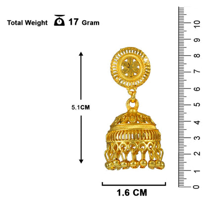 Gold-Plated Dome Temple Jhumka Earrings – Traditional Ethnic Jewelry
