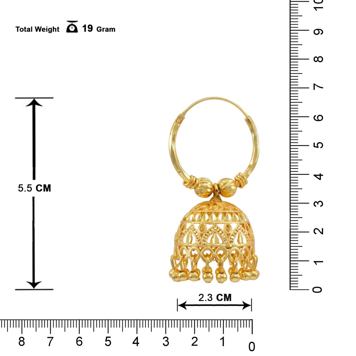 Gold-Plated Hoop Jhumka Earrings – Fusion Style Ethnic Jewelry