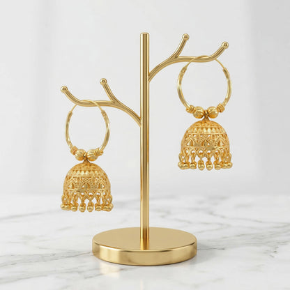Gold-Plated Hoop Jhumka Earrings – Fusion Style Ethnic Jewelry