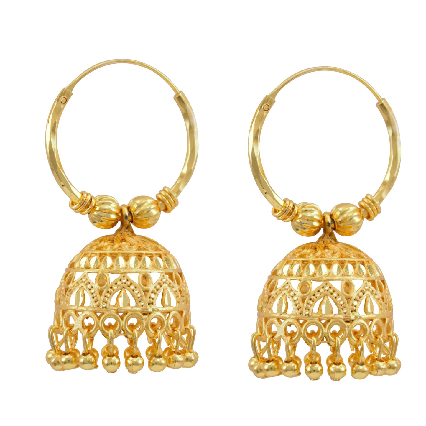 Gold-Plated Hoop Jhumka Earrings – Fusion Style Ethnic Jewelry