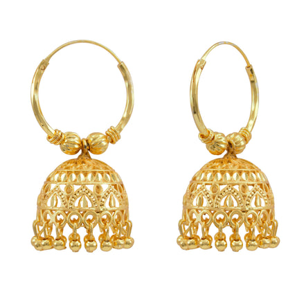 Gold-Plated Hoop Jhumka Earrings – Fusion Style Ethnic Jewelry