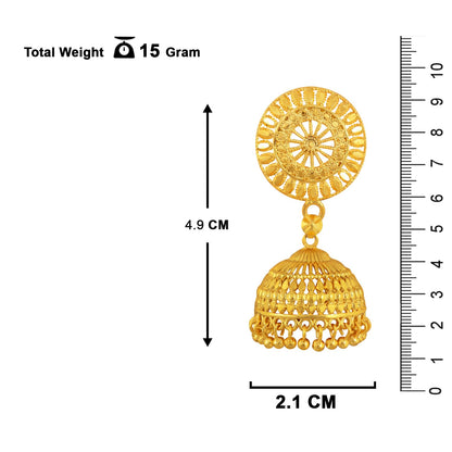 Able Gold Plated Jhumki With Gold Bead Drop Earrings .