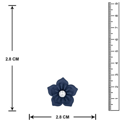 Floral Solitaire Austrian Diamond Earrings – Navy Blue Matte Rubber Finish