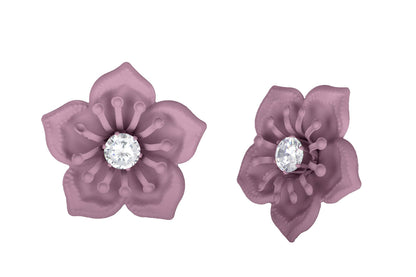 Non-Precious Metal Stainless Steel And Diamond Stud Earrings (Rose Pink)