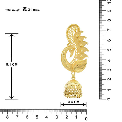 Gold Plated Ear Cuff With Jhumki Peacock Design Ear Wrap Earring