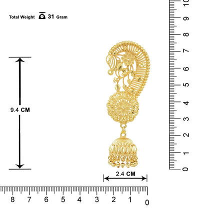 Gold-Plated Floral Ear Cuff with Jhumki – Statement Ear Wrap Earrings