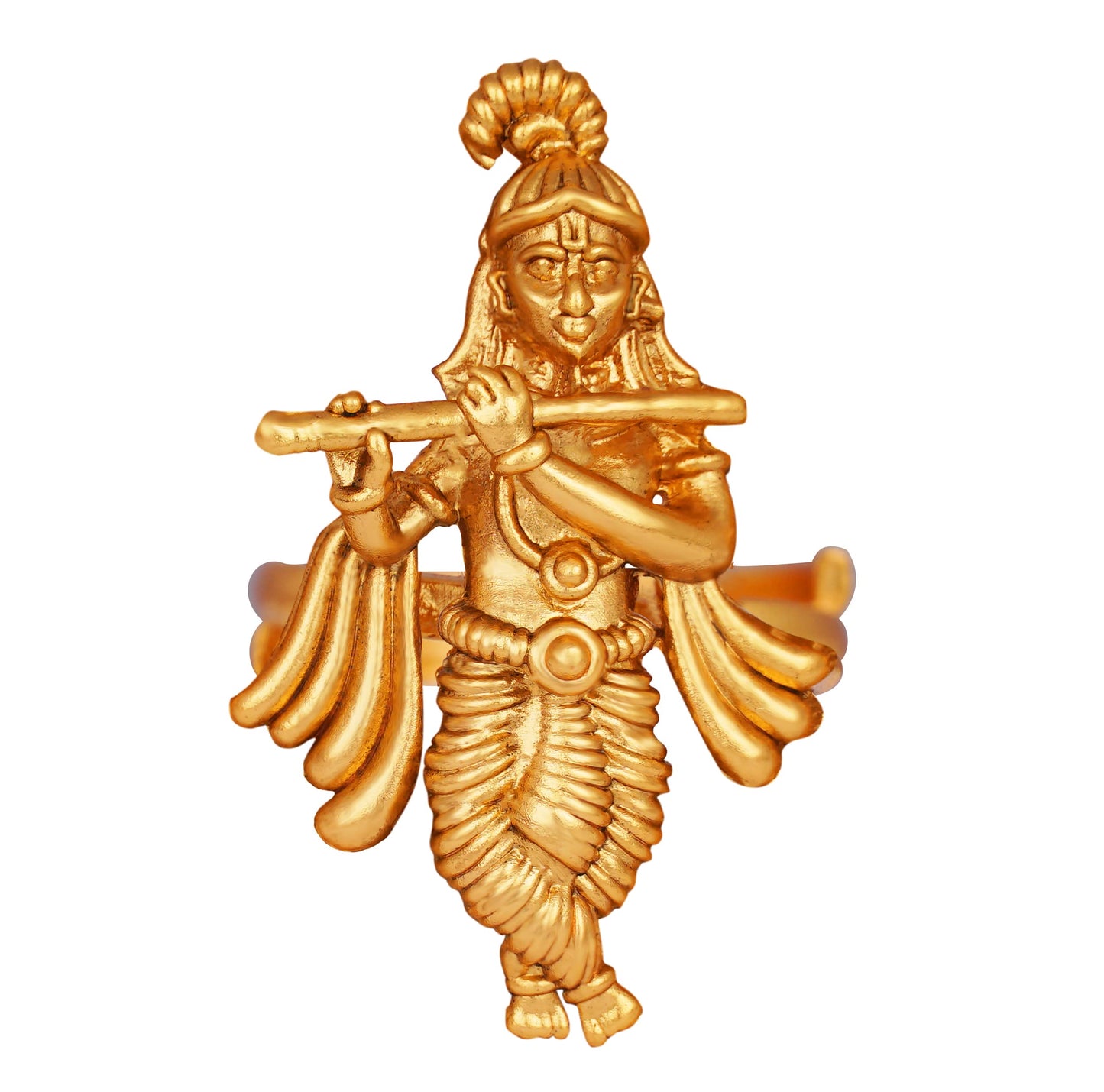  One Gram Micro Gold Plated Antique Lord Krishna Adjustable Finger Ring Indian Temple Ring