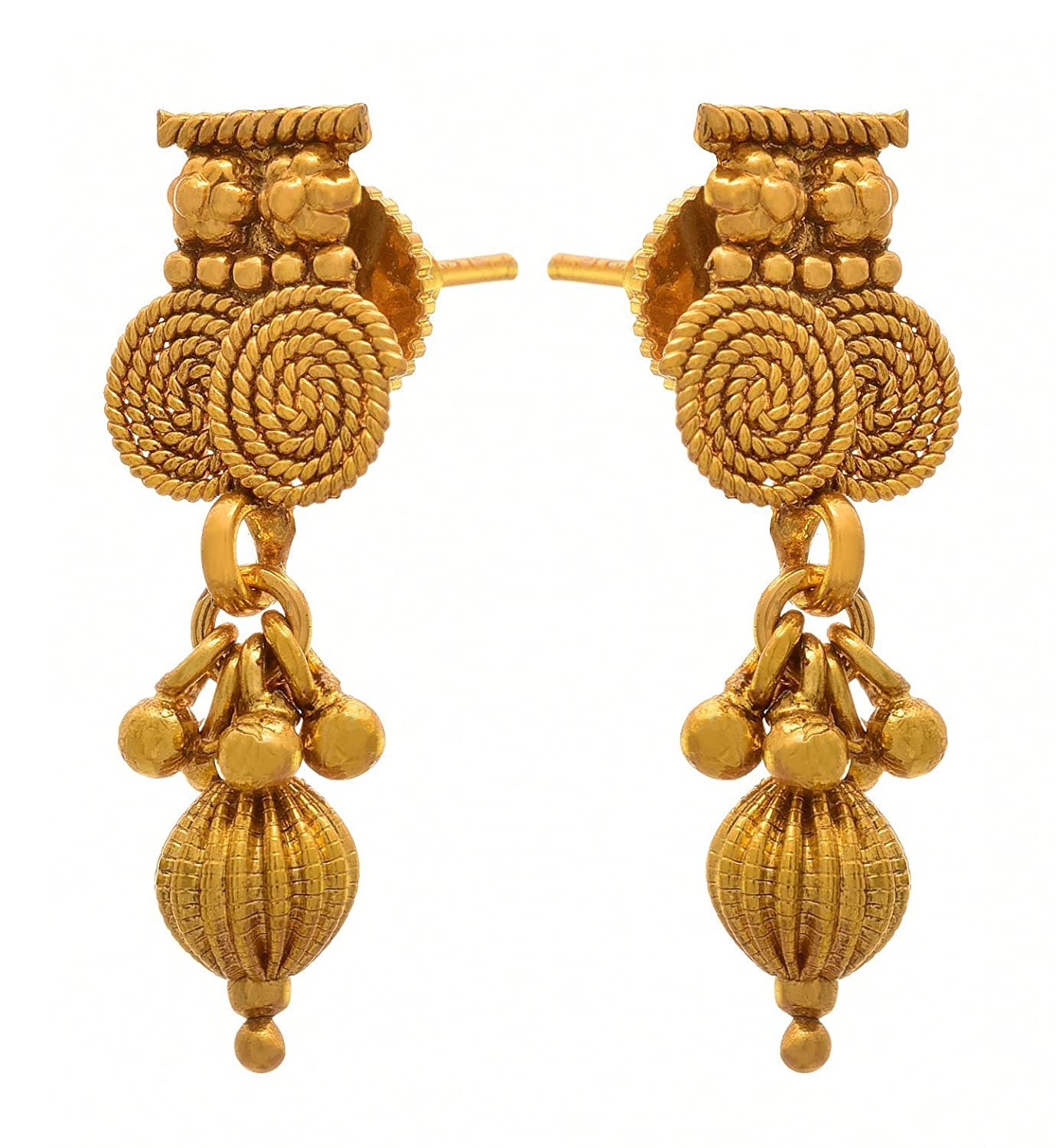 One Gram Gold Plated Spiral Mangalsutra Set With Earring .
