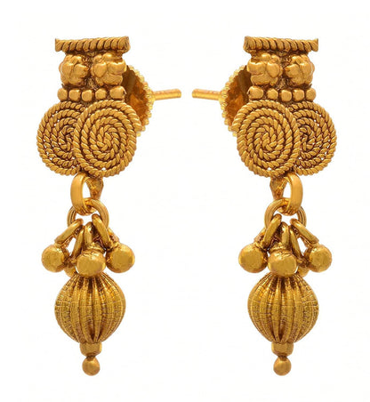 One Gram Gold Plated Spiral Mangalsutra Set With Earring .