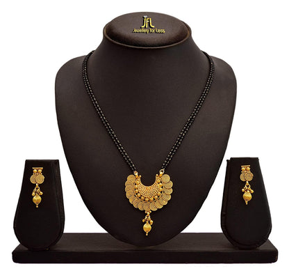 One Gram Gold Plated Spiral Mangalsutra Set With Earring .