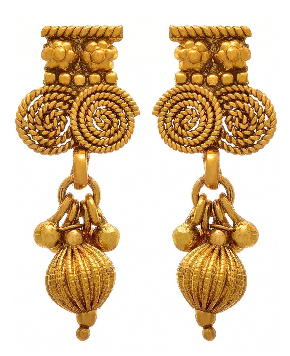 One Gram Gold Plated Spiral Mangalsutra Set With Earring .