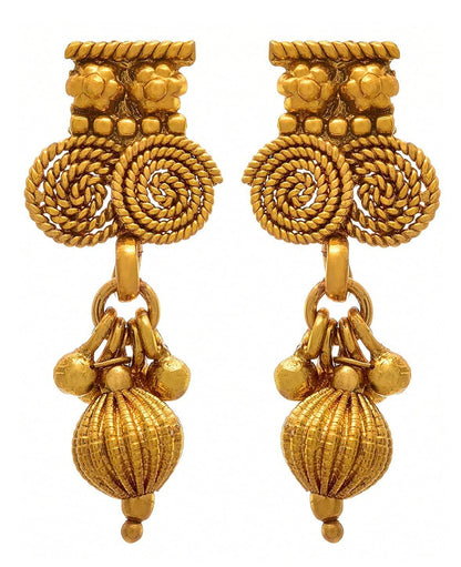 One Gram Gold Plated Spiral Mangalsutra Set With Earring .