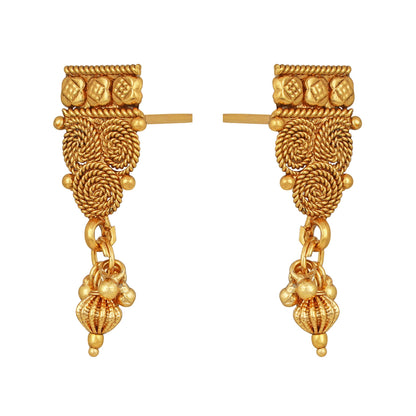 One Gram Gold Plated Spiral And Beads Chainx Design Long Mangalsutra Set With Earring