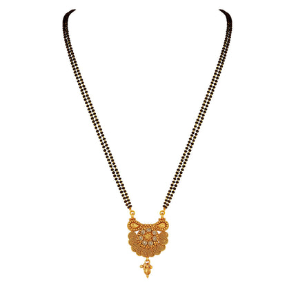 One Gram Gold Plated Spiral Diamond Mangalsutra With Earring.