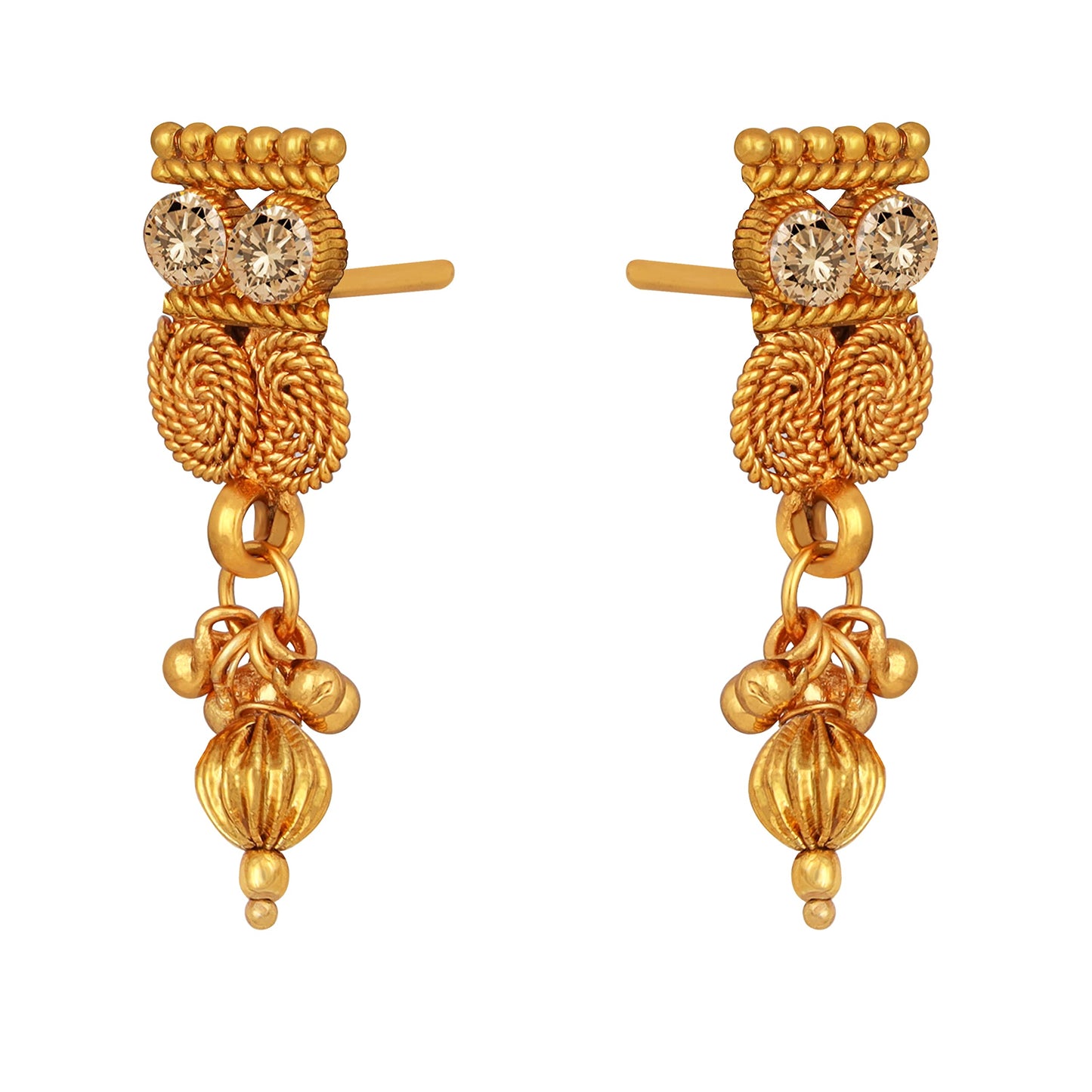 One Gram Gold Plated Spiral Diamond Mangalsutra With Earring.