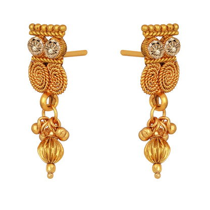 One Gram Gold Plated Spiral Diamond Mangalsutra With Earring.
