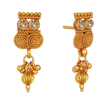 One Gram Gold Plated Spiral Diamond Mangalsutra With Earring.