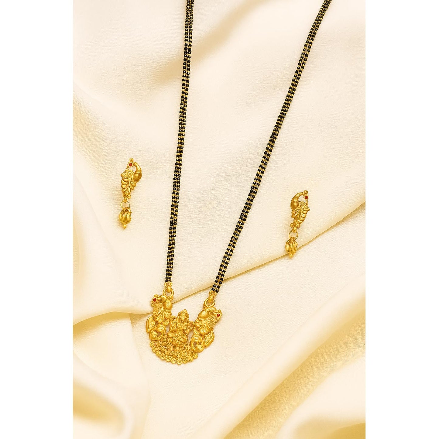 One Gram Gold Plated Mangalsutra Set – Traditional Design with Matching Earrings