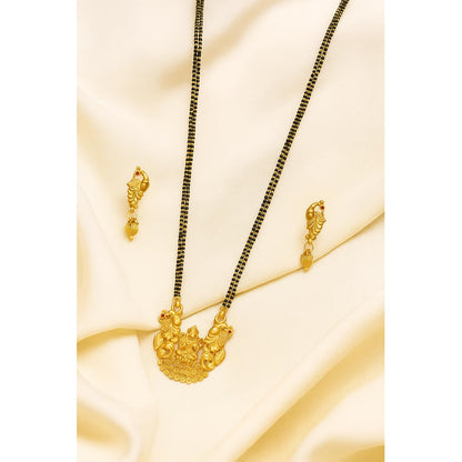 One Gram Gold Plated Mangalsutra Set – Traditional Design with Matching Earrings