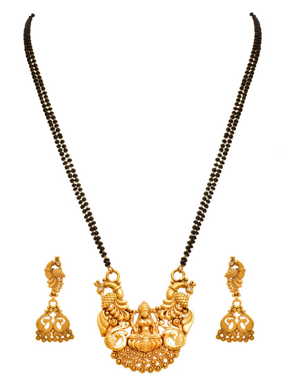 One Gram Gold Plated Mangalsutra Set – Traditional Design with Matching Earrings