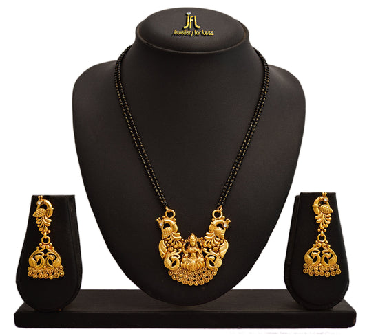 One Gram Gold Plated Mangalsutra Set – Traditional Design with Matching Earrings