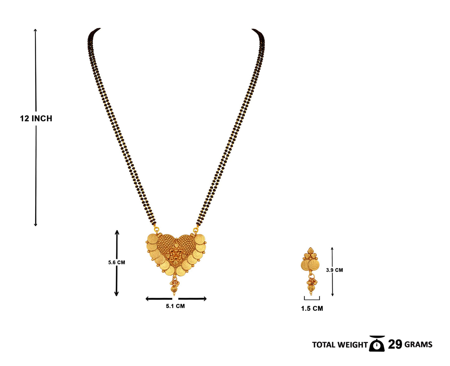 One Gram Gold Plated Goddess Laxmi Coin Mangalsutra
