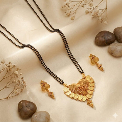 One Gram Gold Plated Goddess Laxmi Coin Mangalsutra