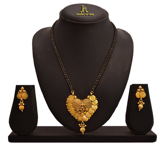 One Gram Gold Plated Goddess Laxmi Coin Mangalsutra