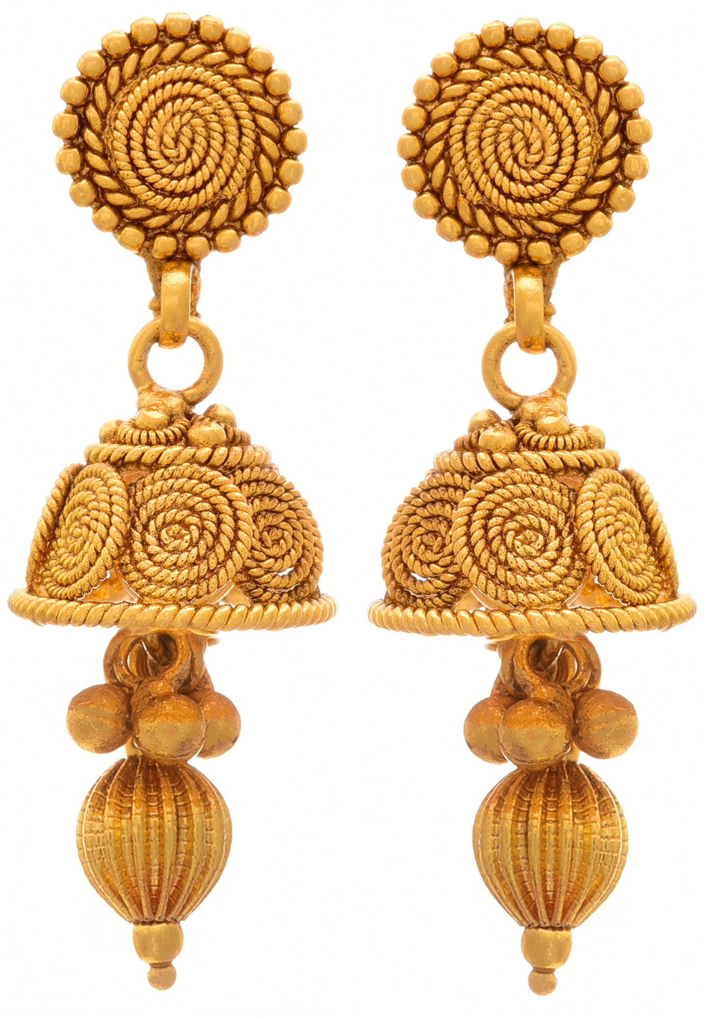 Fancy Magalsurt One Gram Gold Plated Spiral And Beads Chainx Design Long Mangalsutra Set With Earring