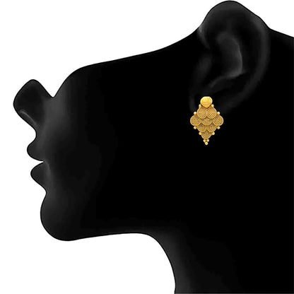 One Gram Gold Plated Spiral Mangalsutra With Earring And Double Black Beaded Chain