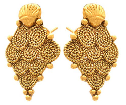 One Gram Gold Plated Spiral Mangalsutra With Earring And Double Black Beaded Chain