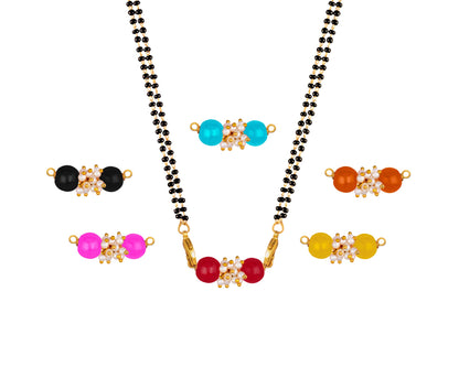 Multi-Color Beaded Mangalsutra – Changeable Pendant with Gold & Black Chain