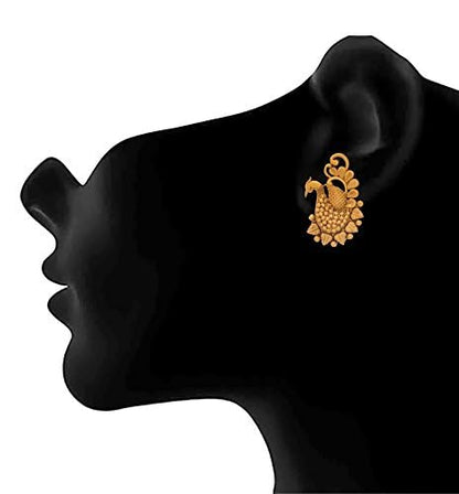 Gold-Plated Dual Peacock Mangalsutra – Double Black Beaded Chain Combo