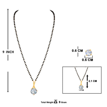Gold Plated Solitaire Modern Cz American Diamond Mangalsutra Set