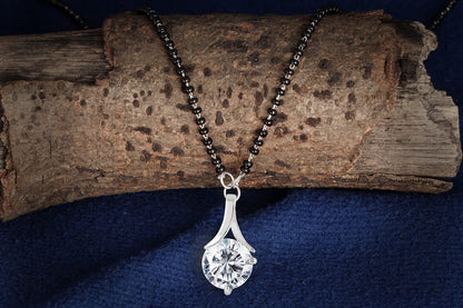 Silver Plated Solitaire Modern Cz American Diamond Mangalsutra Set