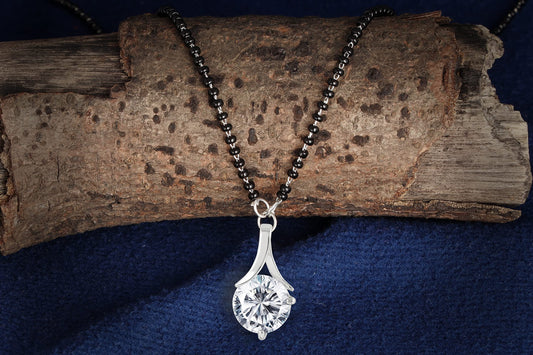 Silver Plated Solitaire Modern Cz American Diamond Mangalsutra Set