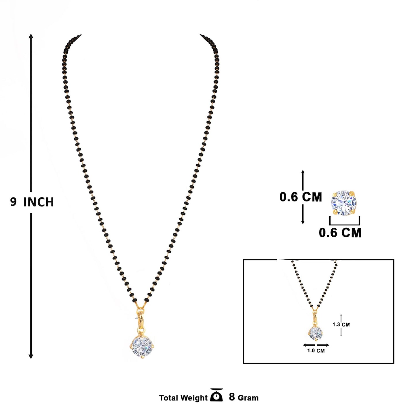 Gold Plated Solitaire Modern Cz American Diamond Mangalsutra Set