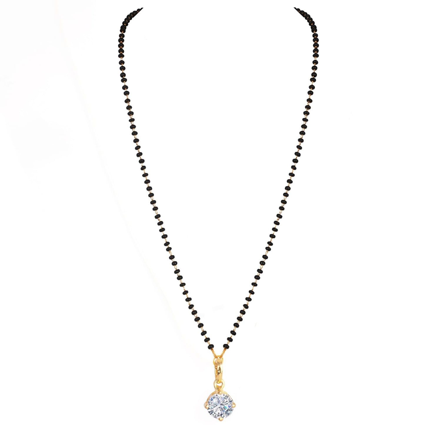 Gold Plated Solitaire Modern Cz American Diamond Mangalsutra Set