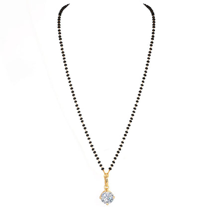 Gold Plated Solitaire Modern Cz American Diamond Mangalsutra Set
