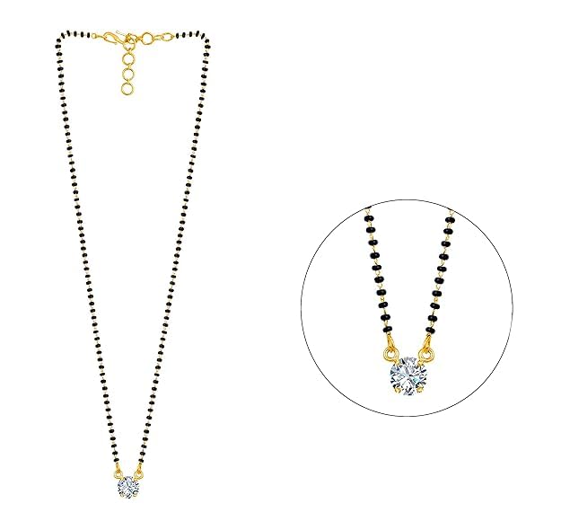 Gold Plated Solitaire Modern Cz American Diamond Mangalsutra Set (18 Inch)