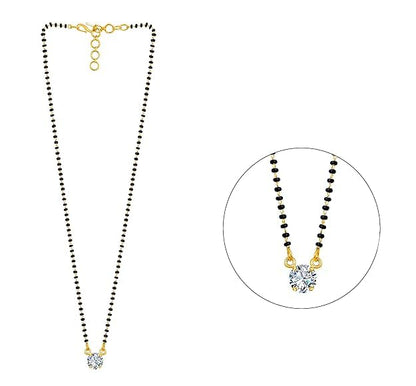 Gold Plated Solitaire Modern Cz American Diamond Mangalsutra Set (18 Inch)