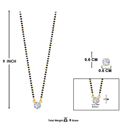 Gold Plated Solitaire Modern Cz American Diamond Mangalsutra Set (18 Inch)