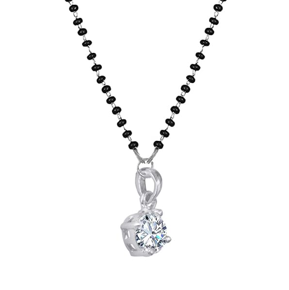 Silver Plated Solitaire Modern Cz American Diamond Mangalsutra Set