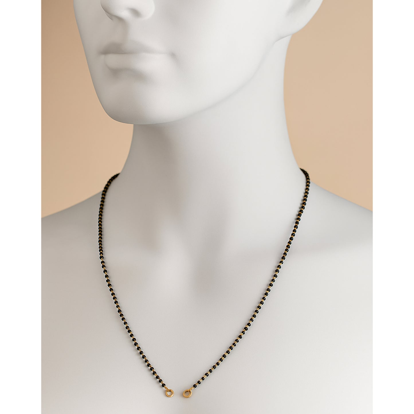 Micro High Black Gold Plated Copper Bead Mangalsutra Chain (Single Line 18 Inches)