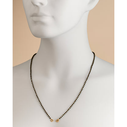 Micro High Black Gold Plated Copper Bead Mangalsutra Chain (Single Line 18 Inches)